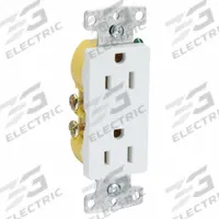 HUBBELL Receptacle: Decorator Duplex, 5-15, White, 125V AC, 15 A, 2 Pole / 3 Wire (MPN RRD15W)