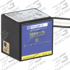 SQUARE D Surge Protection Device: Single Phase, 120/240V AC, 1200V (L-L)/700V (L-N), 150 V AC, 4X (MPN SDSA1175). Key specifications — Voltage: 120/240V AC; Max. Continuing Operating Voltage: 150 V AC; Voltage Protection Rating: 1200V (L-L); Enclosure Material: Plastic; Max. Surge Current per Mode: 36kA; Brand: SQUARE D.