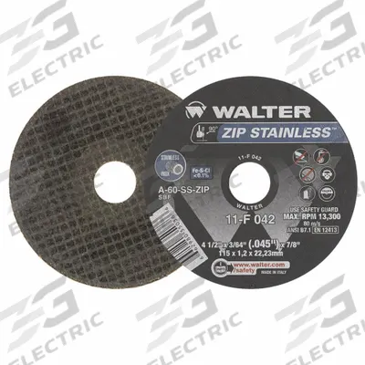 WALTER SURFACE TECHNOLOGIES Abrasive Cut-Off Wheel: Type 1, 4 1/2" x 3/64" x 7/8" - Contaminant-Free Cut-Off Wheels for Stainless Steel