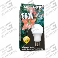 LED Grow Bulb: LED, A19, 120V, Blue/Full/Broad, 100 W Incandescent Watt Equivalency (MPN 601830). Key specifications — Plant Growth Application: Height Control; Brand: MIRACLE LED; Bulb Shape: A19; Spectrum: Blue.