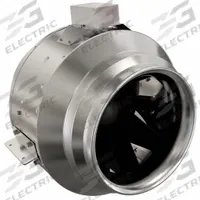 In-Line Duct Fan: 5,463 cfm Max., 18 in Duct, 2,330 W, 230/460V AC, 3 Ph, IP54, Galvanized Steel (MPN 498350). Key specifications — Includes: Mounting Brackets; Brand: FANTECH; Speed Controllable: Yes; High-Efficiency Motor: No; Nameplate Voltage: 230/460V AC; Number of Speeds: 1; Airflow @ 0.000 in SP - Range: More than 1,500 cfm; High-Efficiency Motor_Broad: Standard-Efficiency Motor.