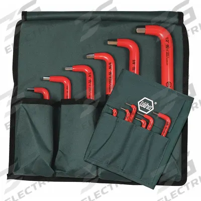 WIHA Hex Key Set: 11 - 15 Pieces, L, SAE, Std End, Long, 12 Pieces, Holder, Chrome - Insulated Hex Key Sets
