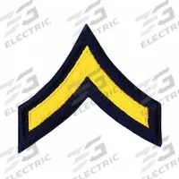 HEROS PRIDE Embroidered Patch: PFC, 3 in, Gold/Navy, Plastic, Sew-On, Rank Insignia, 1 PR (MPN 5410P). Key specifications — attr1074238: Sew-On; attr188498: 3 in; attr188499: Gold; attr188500: Plastic; attr188503: PFC; attr193746: HEROS PRIDE.