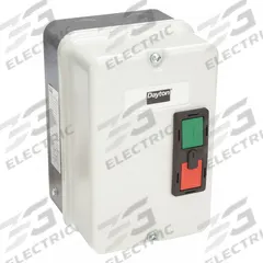 Motor Starter Enclosure: 4 Rated NEMA Enclosure, Compatible with Dayton IEC Contactors (MPN 6FZJ6). Key specifications — Brand: DAYTON; Compatible with Series: Dayton IEC Contactors; Starter Style: IEC.