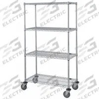 APPROVED VENDOR Wire Shelving Unit: 60 in x 18 in x 69 in, Dry/Harsh/Wet, Split Sleeve, 4 Shelves (MPN GAWRC63-1860S). Key specifications — Color: Silver; Recommended Environment: Dry; Number Of Shelves: 4; Caster Wheel/Configuration: (4) Swivel; Material: Stainless Steel; Caster Wheel/Tread Material: Polyurethane; Brand: APPROVED VENDOR.
