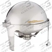 AMERICAN METALCRAFT Round Chafer: 7 qt Capacity, 18 in Overall Lg, 18 1/2 in Overall Wd, Roll-Top (MPN ADAGIORD18). Key specifications — Manufacturer Part Number: ADAGIORD18; Material: Stainless Steel; Product Type: Round Adagio Chafer; Lid Attachment : Roll-Top; Brand: AMERICAN METALCRAFT; NSF Certified: No; Color: Silver.