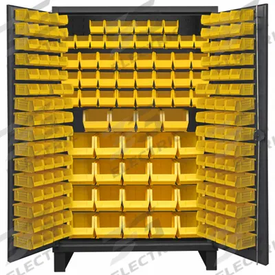 DURHAM MFG Bin Cabinet: 48 in x 24 in 78 in, 0 Shelves, 192 Bins, Yellow, Flush, 12 ga Panel - Standard Bin Cabinets