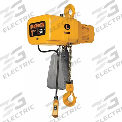 HARRINGTON Electric Chain Hoist: H4 - Heavy Duty, 230/460V AC, Hook Mounted - No Trolley - Extended-Use Electric Hoists