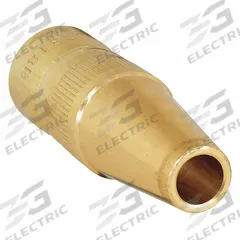 BERNARD Nozzle: Small Centerfire, 3/8 in, Tapered, 1/8 in Recess, Brass (MPN NST-3818B). Key specifications — Insulation Type: Self-Insulated; Duty Rating: Standard Duty; Nozzle to Tip Relationship: 1/8 in Recess; For Contact Tip Series: Centerfire; Manufacturer Part Number: NST-3818B; Brand: BERNARD.