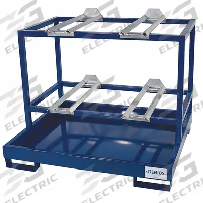 DENIOS Drum Dispensing Rack: 4 Drums/Containers, Drum Dispensing Rack, 66 gal Spill Capacity - Drum Dispensing Racks