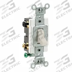 LEVITON Toggle 4-Way, 20 Amp: Toggle Switch, 4-Way, Maintained, Light Almond, 120/277V AC, 20 A (MPN CS420-2T). Key specifications — Illuminated: No; Voltage Rating: 120/277V AC.