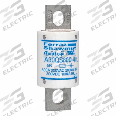 MERSEN Fuses: A30QS Series, 600 A, 300 V AC, 300 V DC DC Volt Rating - Very-Fast-Acting Bolt-On Square Fuses