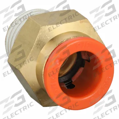 SMC Push-Fit Adapter Fitting: 3/8 in OD x 1/4 in Pipe Size, Push-to-Connect x MNPT - Polybutylene & Brass Tube Fittings