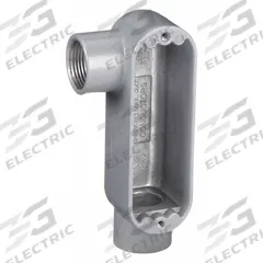 Conduit Outlet Body: Aluminum, 1/2 in Trade Size, LR Body, 4 cu in Body Capacity, Threaded Hub (MPN OLR-1). Key specifications — Finish: Powder Coated; Includes: Stainless Steel Screws; For Use With: IMC; Brand: HUBBELL KILLARK; Hub Style: Threaded; Mfr. Series: O.
