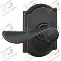 SCHLAGE Door Lockset: Passage Lever Locksets, Bronze (MPN F10 CHP 716 CAM). Key specifications — Ligature Resistance: Not Ligature-Resistant; Brand: SCHLAGE; Lockset Function ANSI Code: F75; Visual Indicator Message: No Message; Lockset Style: Champagne; ADA Compliant: No; Finish: Aged Bronze : Brass.