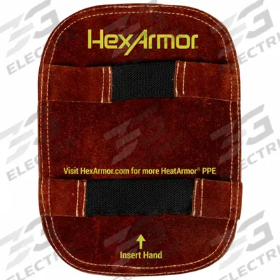 HEXARMOR Heat Reflective Aluminized Pad: Aramid/Fiberglass, Cow Leather, 8 in Lg - Aluminized Heat-Reflective Pads