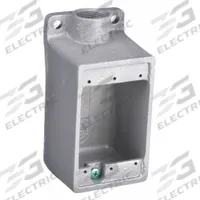 HUBBELL KILLARK Electrical Box: Iron, Rectangular, 1 Gangs, 3/4 in Hub Size, 28 cu in Capacity, Gray (MPN FD-2M). Key specifications — Color: Gray; Brand: HUBBELL KILLARK.