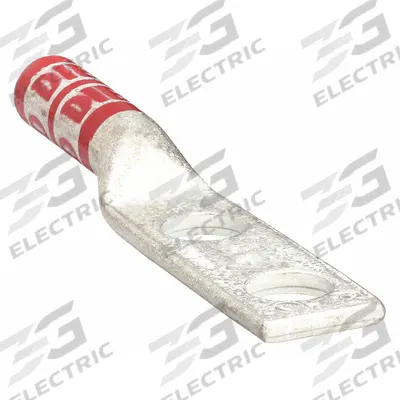 APPROVED VENDOR Compression Lug: For 8 AWG, Stranded Wire, 1/4 in Stud Size, Long - Two-Hole Compression Lugs