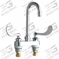 CHICAGO FAUCETS Gooseneck Bar Faucet: 895, Centerset, Deck, Cast Brass, 1.5 gpm Flow Rate, 2 Handles (MPN 895-317E35ABCP). Key specifications — Brand: CHICAGO FAUCETS.