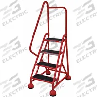 COTTERMAN Rolling Ladder: 3 ft Platform Ht, Partially Assembled, Steel, Wt-Actuated Auto-Lock (MPN ST-402 A2 C6 P5). Key specifications — Includes Handrails: Handrails Included; Material: Steel; Brand: COTTERMAN; Color: Red.