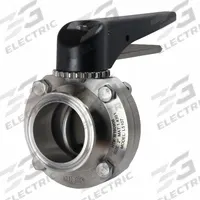 DIXON Butterfly Valve: 1 in Pipe Size, Clamp, 140 psi Max. Pressure (CWP), 304 Stainless Steel, 24 (MPN L5107S100CC-P). Key specifications — Average Surface Roughness (Ra): ≤ 32 micron; Brand: DIXON; Stop Positions: 24; Handle Type: Lever; Body Material: 304 SS; Disc Material: 304 SS.