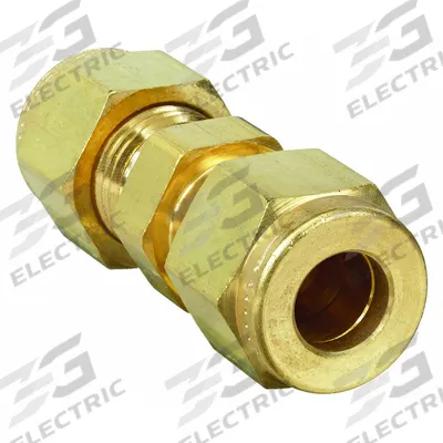 PARKER Compression Fitting Union: 3/8 in OD x 3/8 in OD Size, Compression x Compression - Double-Ferrule Brass Compression Fittings