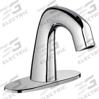 CHICAGO FAUCETS Bathroom Sensor Faucet: EQ Curved, Cast Brass, Polished Chrome Finish, Centerset (MPN EQ-A12A-11ABCP). Key specifications — Brand: CHICAGO FAUCETS; Includes: 4" Cover Plate; Series: EQ Curved.