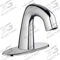 CHICAGO FAUCETS Bathroom Sensor Faucet: EQ Curved, Cast Brass, Polished Chrome Finish, Centerset (MPN EQ-A12A-11ABCP). Key specifications — Brand: CHICAGO FAUCETS; Includes: 4" Cover Plate; Series: EQ Curved.