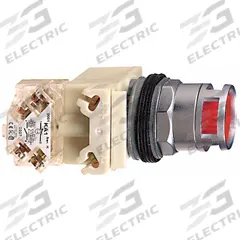 SCHNEIDER Illuminated Push Button: Illuminated, Flush Profile, Metallic, 30 mm, SPDT (MPN 9001K3L38LRRH13). Key specifications — Brand: SCHNEIDER; Action: Momentary; Series: 9001K; Push Button Material Type: Metallic.