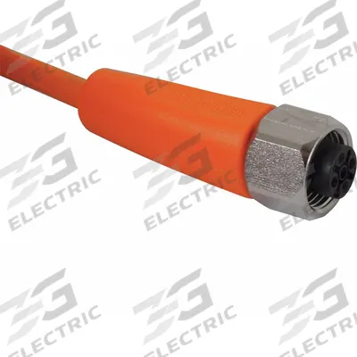 IFM Cordset: M12 Female Straight X Bare Wire, 4 Pins, Orange, PVC, 10 m Cable Lg - Single-Ended Cordsets with PVC Jacket for Flexing Applications