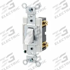 LEVITON Wall Switch: Toggle Switch, Single Pole, Maintained, White, 24V AC/DC, 3 A (MPN 12021-2W). Key specifications — Illuminated: No; Voltage Rating: 24V AC/DC.