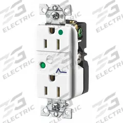 BRYANT Receptacle: Hospital Grade, Duplex, 5-15R, White, 125V AC, 15 A, 2 Pole / 3 Wire (MPN SP82WA)