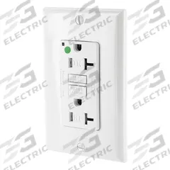 LEVITON GFI Receptacle: Hospital Grade Fed. Spec., Decorator Duplex, 5-20R, White, GFCI, 125V AC (MPN GFTR2-HGW)