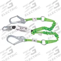 MILLER BY PIP Shock-Absorbing Lanyard: Shock Pack, Steel Rebar Hook, Steel Snap Hook, 2 Legs, Green (MPN 980RSS-RR-Z7/6FTGN). Key specifications — Brand: MILLER BY PIP; Color: Green; Visual Load Indicator: Yes; Shock-Absorbing Lanyard Material: Polyester.