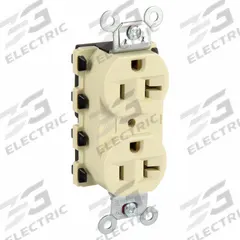 HUBBELL Receptacle: Duplex, 5-20, Ivory, 125V AC, 20 A, 2 Pole / 3 Wire (MPN SNAP5362IA)