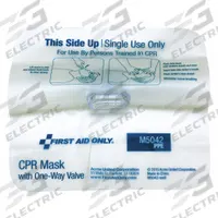FIRST AID ONLY CPR Faceshield: 1 People Served, Adult, Disposable, Bag Case Type (MPN M5042). Key specifications — Disposability: Disposable; Case Type: Bag; Includes: CPR Face Shield; Case Material: Plastic; Brand: FIRST AID ONLY; Patient Type: Adult; Product Type: CPR Face Shield.