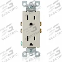 LEVITON Receptacle: Decorator Duplex, 5-15, Light Almond, 125V AC, 15 A, 2 Pole / 3 Wire (MPN 5325-T)