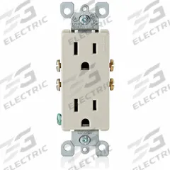 LEVITON Receptacle: Decorator Duplex, 5-15, Light Almond, 125V AC, 15 A, 2 Pole / 3 Wire (MPN 5325-T)