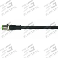 Cordset: M12 Male Straight X Bare Wire, 5 Pins, Black, PUR, 1 m Cable Lg, 4 A Max Current (A) (MPN 7000-12041-6350100). Key specifications — Cable Jacket Color: Black; End 1 Gender: Male; End 1 Mounting Orientation: Straight; End 2 Connection Type: Bare Wire; IP Rating: IP66K; Brand: MURRELEKTRONIK; Wire Size: 22 AWG; Cable Jacket Material: PUR.