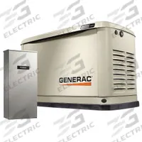 GENERAC Automatic Standby Generator: Natural Gas/Propane, Air, Single Phase, 240V AC, 37.5 A (MPN 7172). Key specifications — Transfer Switch Included: Yes; Brand: GENERAC; CARB Compliant: Yes.