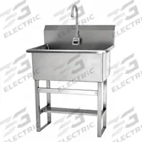 SANI-LAV Scrub Sink: 45 1/2 in Overall Ht, 22 in Bowl Lg, 10 1/2 in Bowl Dp, 0.5 gpm Flow Rate (MPN 531FB-0.5). Key specifications — Includes Side Splash: Side Splash Not Included; Power Source: Battery Powered; Brand: SANI-LAV.