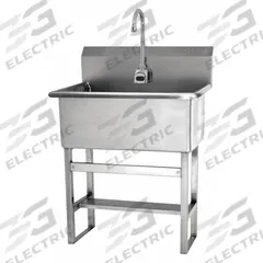 SANI-LAV Scrub Sink: 45 1/2 in Overall Ht, 22 in Bowl Lg, 10 1/2 in Bowl Dp, 0.5 gpm Flow Rate (MPN 531FB-0.5). Key specifications — Includes Side Splash: Side Splash Not Included; Power Source: Battery Powered; Brand: SANI-LAV.