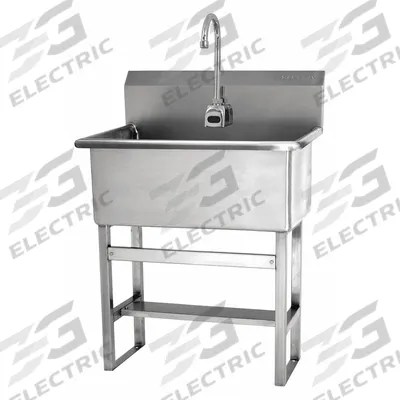 SANI-LAV Scrub Sink: 45 1/2 in Overall Ht, 22 in Bowl Lg, 10 1/2 in Bowl Dp - One-Station Freestanding Hand Sinks with Faucets