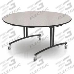 PALMER HAMILTON Folding Table: White Nebula, 30 in Overall Ht, 60 in Overall Lg, 60 in Overall Wd (MPN PHLIP20-3060RD-WNB). Key specifications — Tabletop Structural Material: Particle Board; Tabletop Surface Material: Laminate.