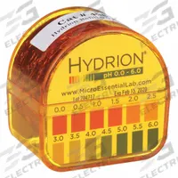 HYDRION pH Paper: 0 pH to 6 pH, 0.5 pH Resolution, 15 ft Overall Lg, 1/4 in Overall Wd, 500 Tests (MPN 3VDT7). Key specifications — attr1371617: 0.5 pH; attr1371626: HYDRION.