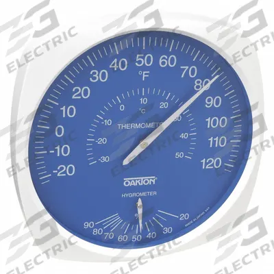 OAKTON Analog Hygrometer: 25%to 80% Humidity Range, Wall - Wall Mount Dial Temperature & Humidity Gauges