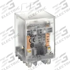 DAYTON Flange Mount Relay: Surface (Side Flange) Mounted, 12V DC, DPDT, 8 Pins/Terminals (MPN 5YR13). Key specifications — Brand: DAYTON; Mounting Style: Side Flange; Electrical Connection: Plug-In Terminal; Manufacturer Part Number: 5YR13; Series: Dayton.