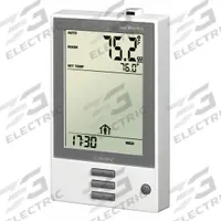 THERMOSOFT Electric Floor Heater Thermostat: 3 in Overall Wd, 120/240V AC, 41° to 104°F, Push Button (MPN UDG-4999). Key specifications — Thermostat Control Type: Push Button; Voltage: 120/240V AC; Thermostat Control Range: 41° to 104°F; Includes: Floor Sensor; Brand: THERMOSOFT.