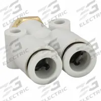 SMC Push-Fit Wye Fitting: 8 mm OD x 8 mm OD x 1/8 in Pipe x 8 mm Pipe Size, Tube x Tube x BSPT x NPT (MPN KQ2U08-01AS). Key specifications — Brand: SMC.