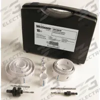 WESTWARD Hole Saw Kit: 16 Pieces, 1 1/2 in Max. Cutting Dp, Bi-Metal, 4/6 Teeth per Inch (MPN 29VX16). Key specifications — attr1098178: 4/6; attr1098172: WESTWARD.